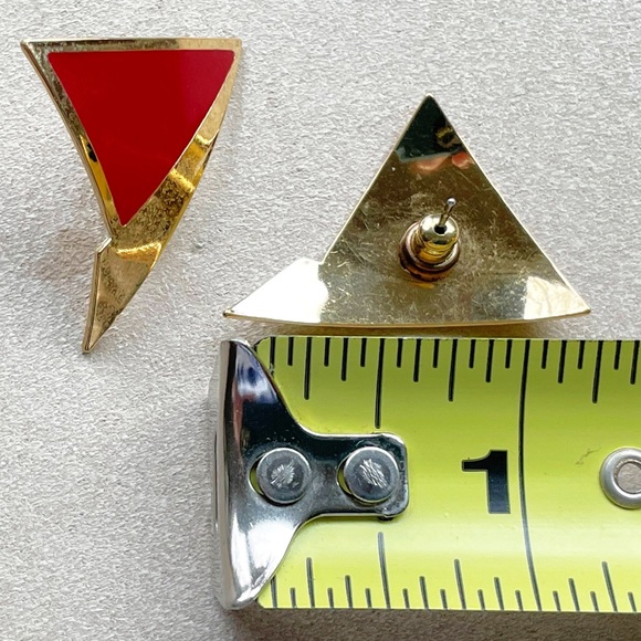 Red and Gold 80s Earrings - Picture 5 of 7